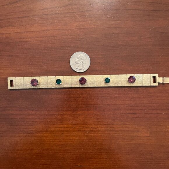 Vintage Act II Gold Tone Jeweled Bracelet - Picture 9 of 9